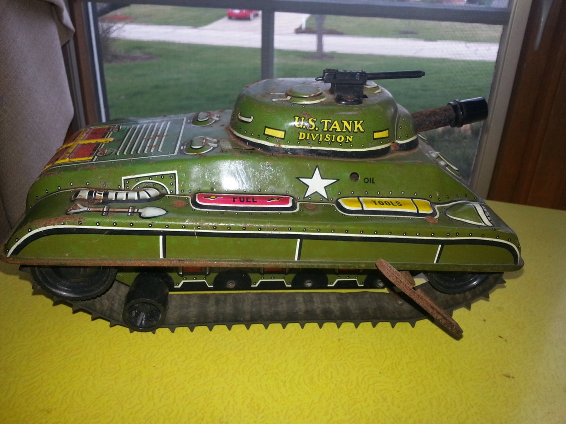 Antique 1940s MARX Litho Tin Wind up U.S. Army Large Tank Toy Etsy