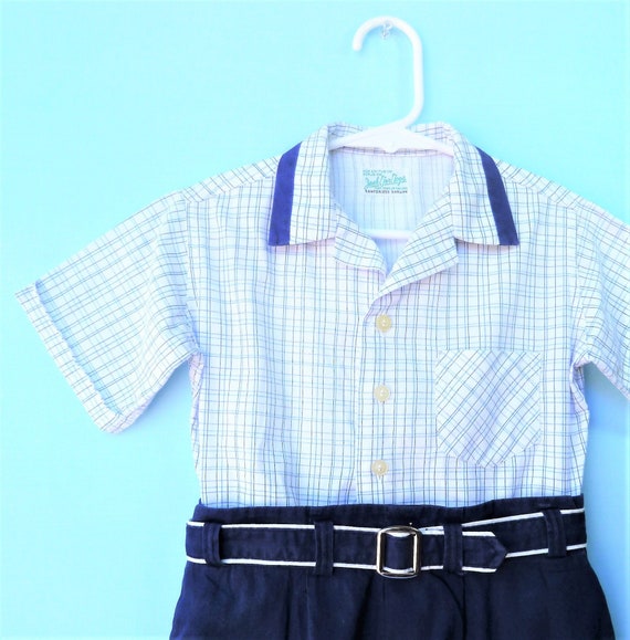 Retro 1940's Vintage Baby Boys Blue 2-Piece Blue
