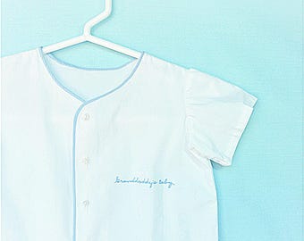 Vintage Baby Shirt-  Baby Boys  White Short Sleeved "Grandaddy's Baby" Shirt   9-12 Months