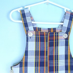 Vintage Jon Jon Toddler Blue Plaid Romper  by Health Tex    Size 4T