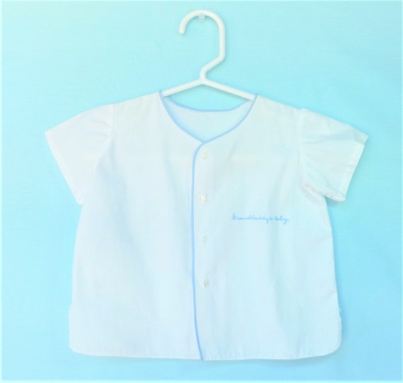 Vintage Baby Shirt-  Baby Boys  White Short Sleev… - image 2