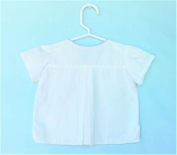 Vintage Baby Shirt-  Baby Boys  White Short Sleev… - image 4