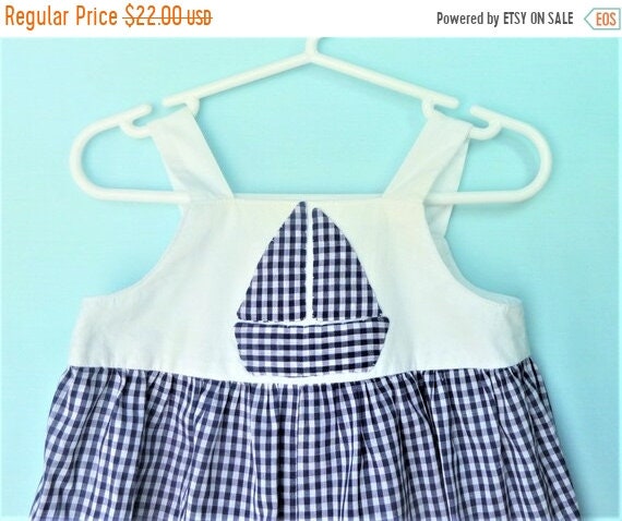 Vintage Baby Romper- White and Navy Gingham Sailb… - image 1