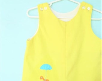 Toddler Boy's Romper- Vintage Yellow Seahorse Jon Jon Romper  12-18  Months