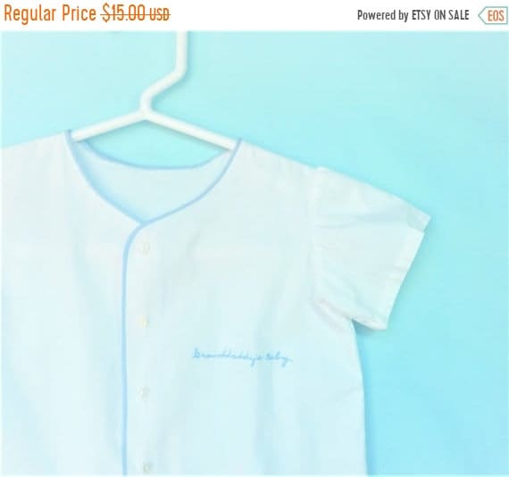 Vintage Baby Shirt-  Baby Boys  White Short Sleev… - image 1