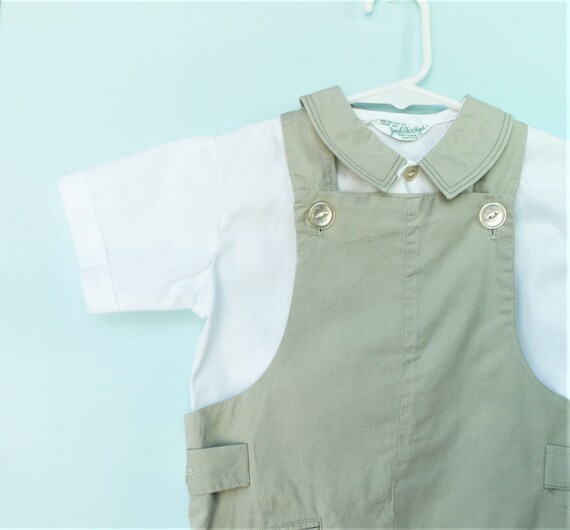 Vintage Boys Romper- Cool 1950's Toddler Boys Khak
