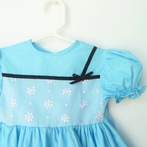 Lovely Vintage 1950&#39;s Blue Toddler Party Dress w/ Sheer Bodice Overlay     Size 9-12 months (slim)