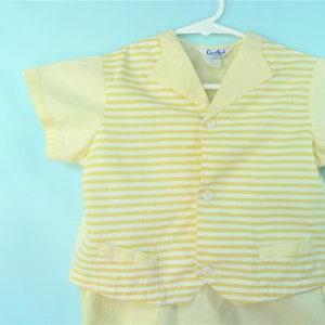 Vintage Romper Set- Retro Yellow Striped Boys Romper and Matching Shirt   by Good Lad  4T