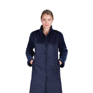Super Plush Front Zipper Soft Robe Zipper Bathrobe Dressing Gown