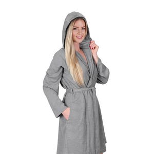 Spa Style Women Waffle Knit Hooded Short Robe Travel Robe Plus - Etsy