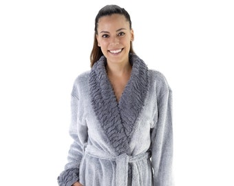 Love This Robe! Women's 48" Cozy Silky Soft SuperMink Faux Collar Bathrobe for Women