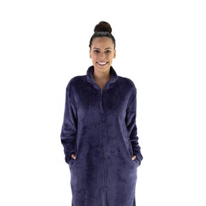 Super Plush Front Zipper Soft Robe Zipper Bathrobe Dressing Gown