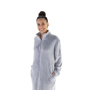 Super Plush Front Zipper Soft Robe Zipper Bathrobe Dressing Gown