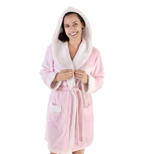 Love This Robe! Plush Sherpa Lined Soft 36” Fleece Women's Hooded Robe Great Gift Idea.
