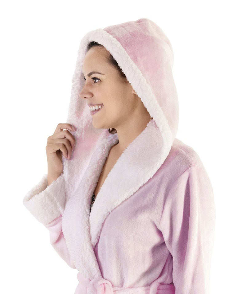 Love This Robe! Plush Sherpa Lined Soft 36” Fleece Women's Hooded Robe ...