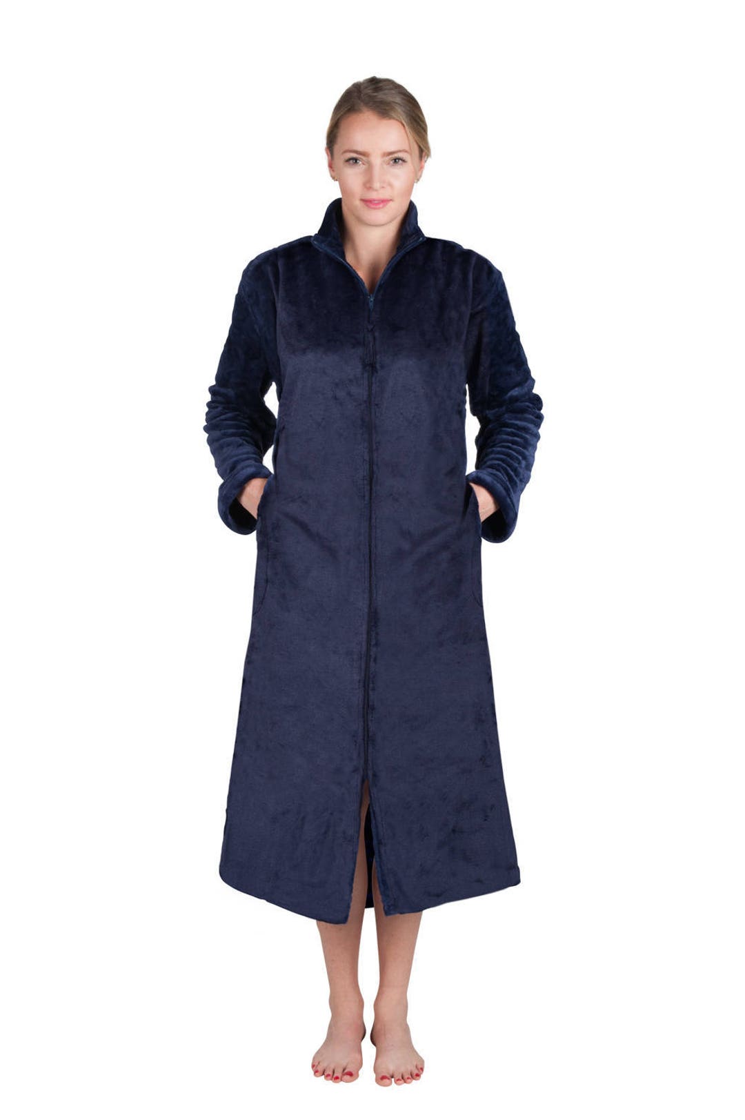 Super Plush Front Zipper Soft Robe Zipper Bathrobe Dressing Gown - Etsy ...