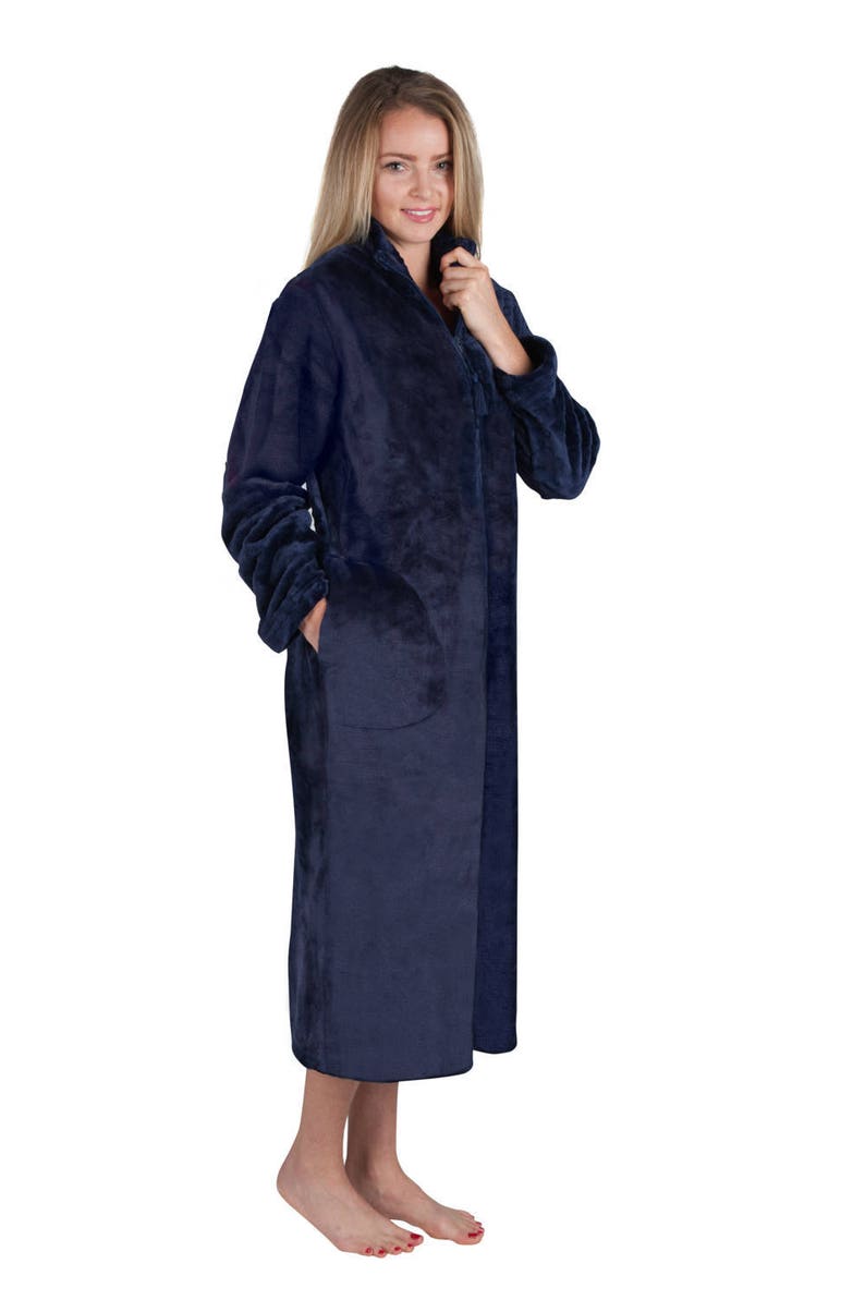 Super Plush Front Zipper Soft Robe Zipper Bathrobe Plus Size Etsy