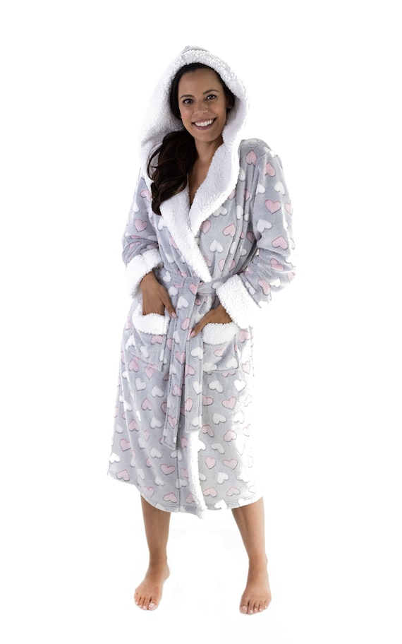 Love This Robe Plush Sherpa Lined Soft 46 Fleece Women's Hooded Robe -   Canada