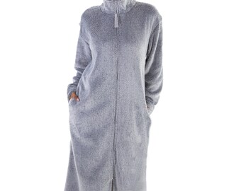 Super Plush Front Zipper Soft Robe Zipper Bathrobe Dressing Gown - Etsy