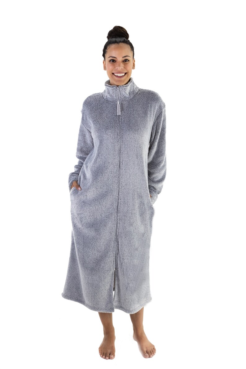 Super Plush Front Zipper Soft Robe Zipper Bathrobe image 3