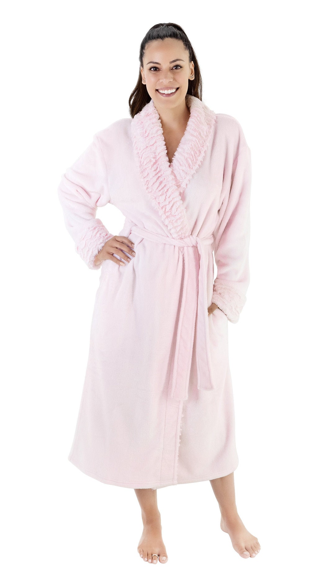 Love This Robe Women's 48 Cozy Silky Soft Supermink Faux Collar ...