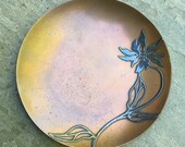 Antique HEINTZ Sterling Clematis Applied Overlay on Bronze - Arts Crafts Art Nouveau Metal 5 3 4 quot Dish
