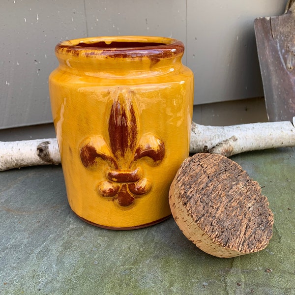 Français Country Decor : SUD & CO Cassis en Provence France Poterie fabriquée à la main par des artisans locaux 6 7/8" Pot à ustensiles jaune moutarde