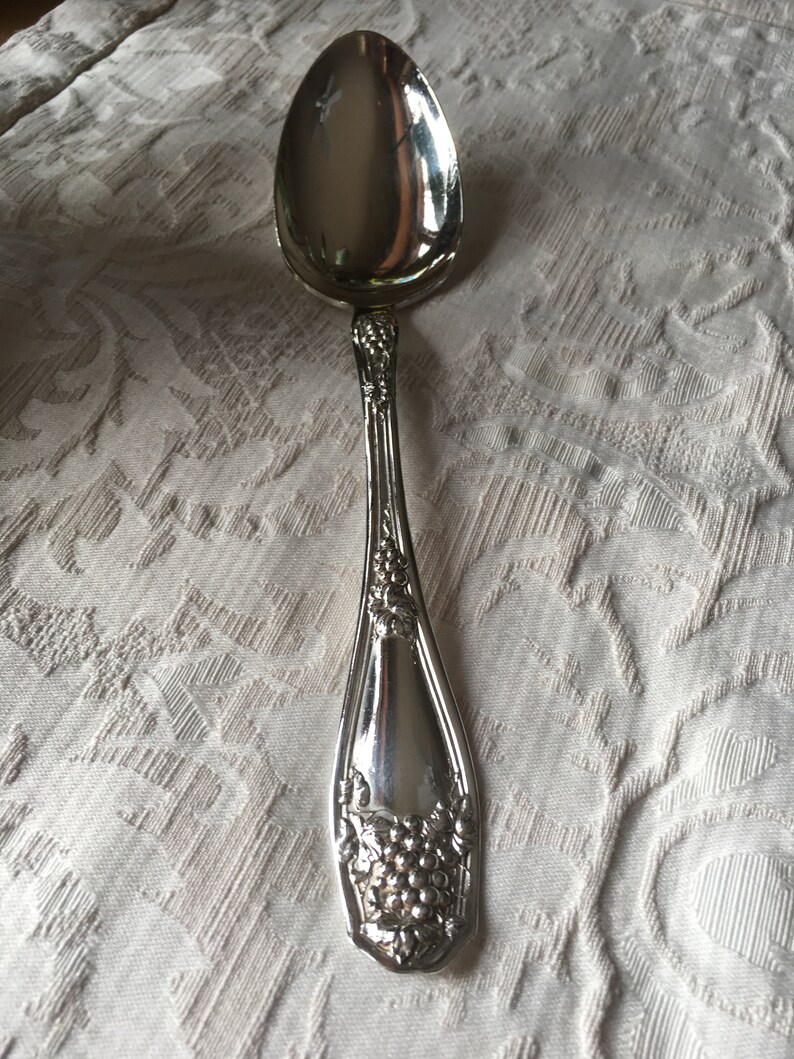 Vintage R.C International Silver Silver Plate Isabella aka Grape Pattern circa 1913 Large Serving Spoon No Monogram Co.