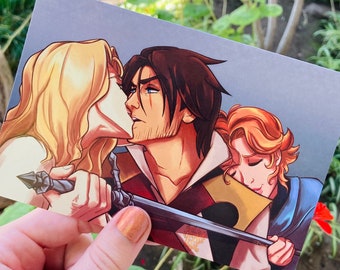 Castlevania, Trio Meme, Alucard / Sypha / Trevor  (Postcard, Mini Print) 4" x 6"