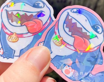 Cute Jeff the Landshark Rivals Holographic Vinyl Gloss Sticker