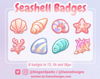 Seashell Subscriber Badges for Twitch & Streaming | Instant Download