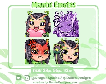 Mantis Rivals Static Emotes Pack (Twitch / Discord) | Instant Download | Cute Kawaii