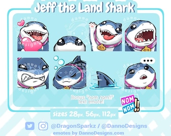 JEFF The Landshark Rivals Static Emotes Pack (Twitch / Discord) | Instant Download | Cute Shark Kawaii