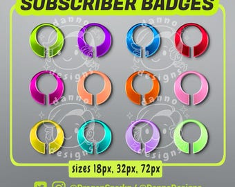 Colorful Marathon Subscriber Badges for Twitch & Streaming 24 Ct. | Instant Download