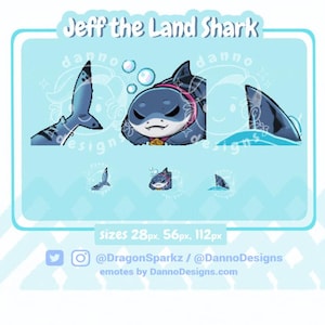 JEFF The Landshark Rivals Animated Emotes Pack (Twitch / Discord) | Instant Download | Cute Shark Kawaii