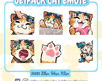 Jetpack Cat Overwatch Animated Pack of 6 Emotes (Twitch/Discord) | Instant Download