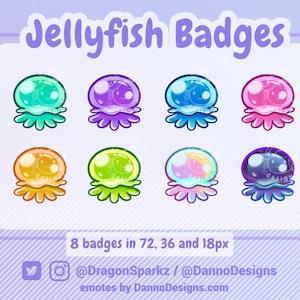 Colorful Jellyfish Subscriber Badges for Twitch & Streaming | Instant Download