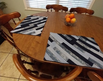 Handmade Blue Denim Placemats, Set of 2 Table Mats, Place mats, Dining Table Mats, Serving, New and Upcycled Denim