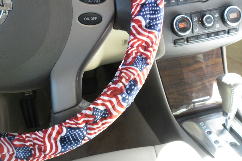 Wavy American Flag Steering Wheel Cover Red White and Blue Etsy