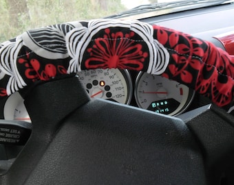 Floral Steering Wheel Cover: Red, Black & Gray, Fits 14-15" Wheel