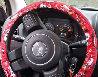 Lightning McQueen Steering Wheel Cover, Wheel Cover, Women, Girl gift, Red Cars