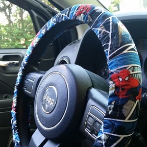 Light and dark blue, red, Spiderman Steering Wheel Cover, wheel cover
