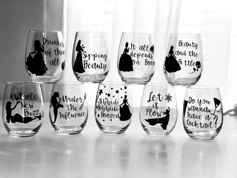 Download Sets of Disney princess wine glasses 2-12 | Etsy