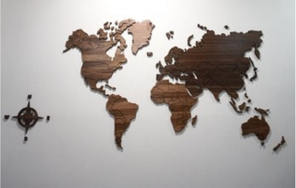 Wall world map model cnc files for wood cnc inlays VCarve Etsy