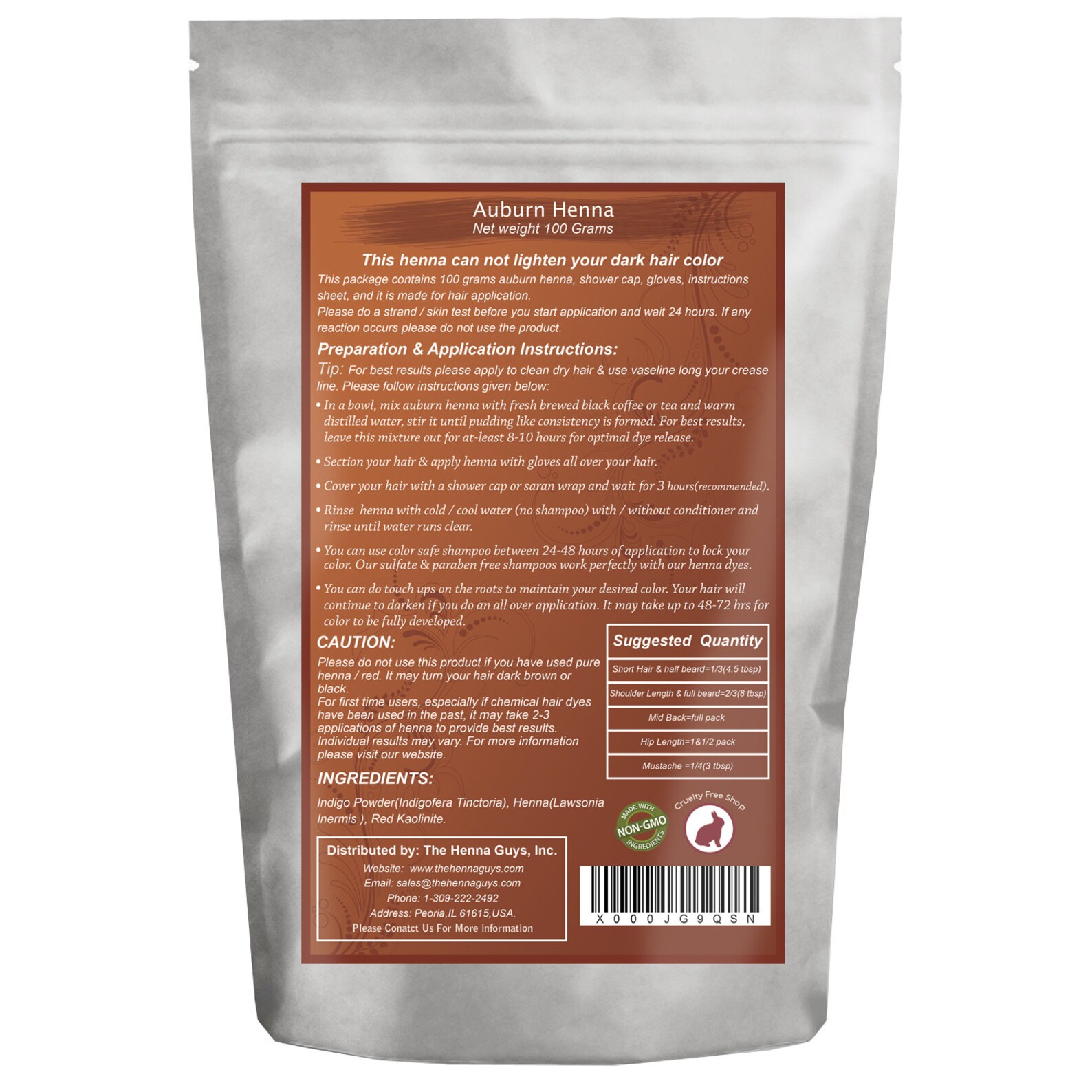 Auburn Henna Hair Dye Powder 100g 3.53 Oz 100 Natural Etsy