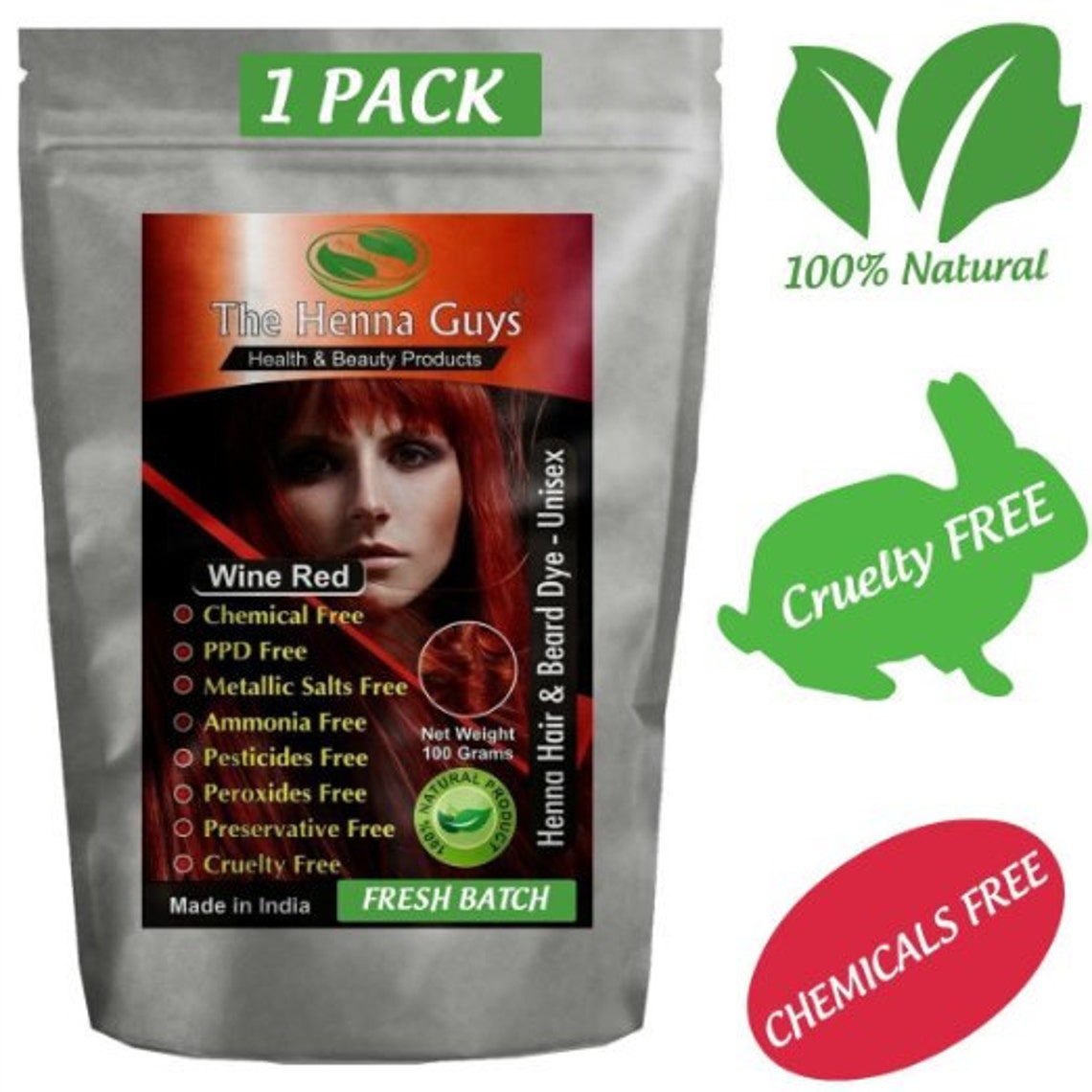 Wine Red Henna Hair Dye Powder 100g 3.53 Oz 100 Natural Etsy