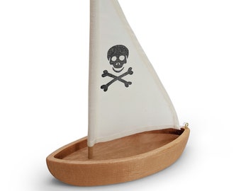 Pirate Wooden toy boat - Pirate Sailboat - Boat Toy  - Natural Toy