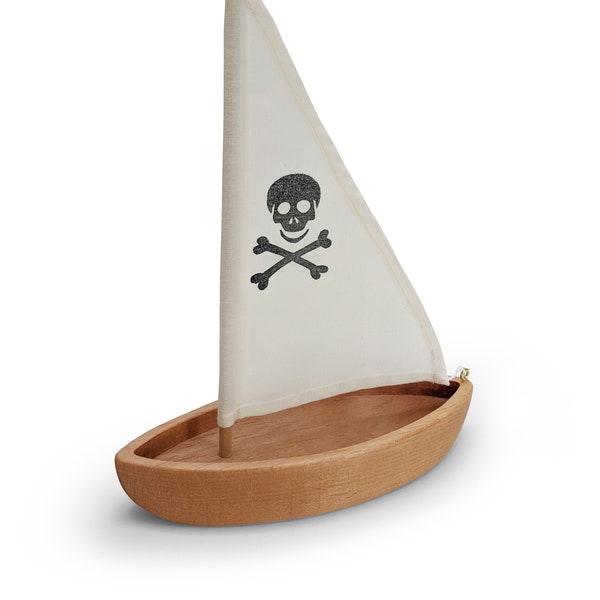 Pirate Wooden toy boat - Pirate Sailboat - Boat Toy  - Natural Toy