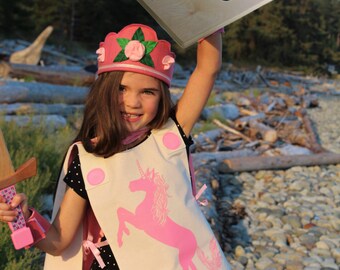 Kid dress up-Princess costume-Knight Costume-Super Hero costume Crown,Magic Wand and Tunic PRINCESS-KNIGHT SET