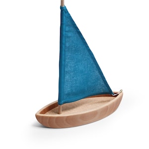 Wooden toy boat Sailboat Boat Toy Natural Toy blue